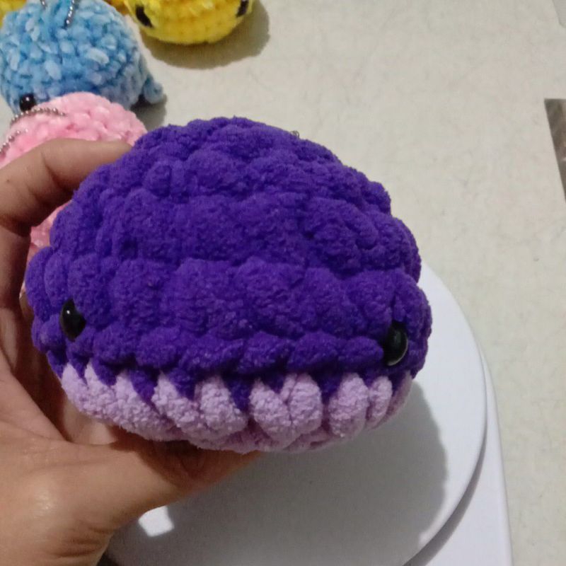 Boneka rajut bola mata boneka ungu benang chenille gantungan tas gantungan mobil gantungan kunci