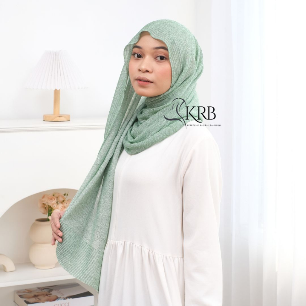 KRB | Pashmina Gliter Rajut HIJAU MUDA - MINT TUA - WARDAH - SAGE - ALPUKAT MUDA Kerudung Nikahan Mo
