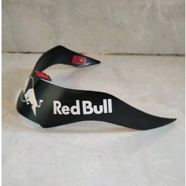 spoiler helm KYT DJ maru motif red bull putih