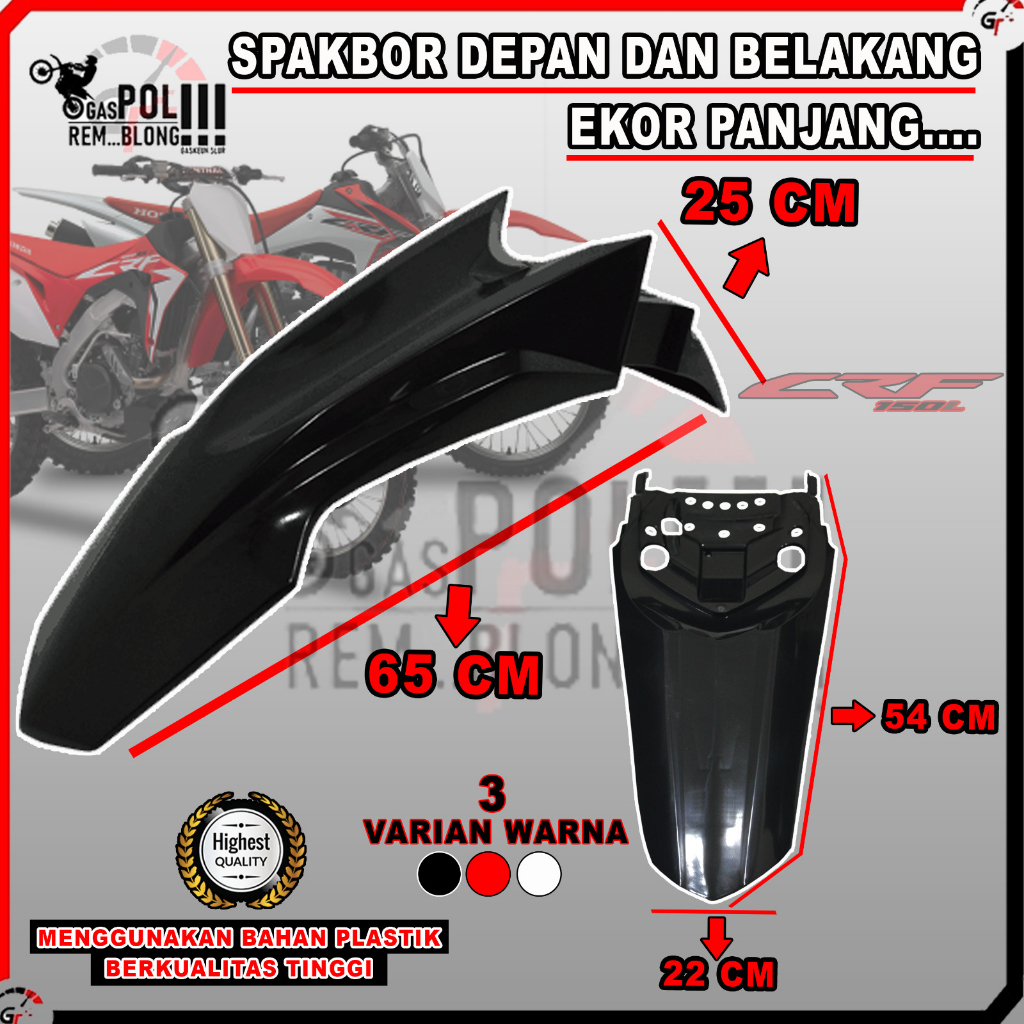 SPAKBOR SET DEPAN BELAKANG CRF 150 250 150L HONDA SPAKBOARD FENDER MOTOR CROSS SUPERMOTO DIRTBIKE
