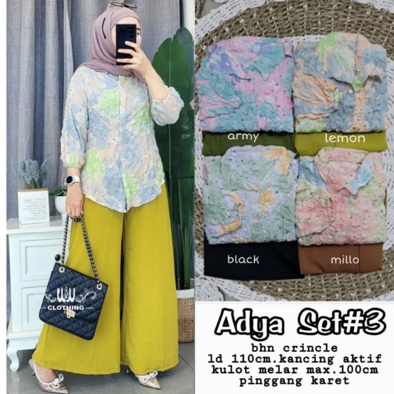 Setelan wanita kekinian setelan jumbo LD 110 L XL XXL Adya set 3 setelan jumbo busui setelan crinkle