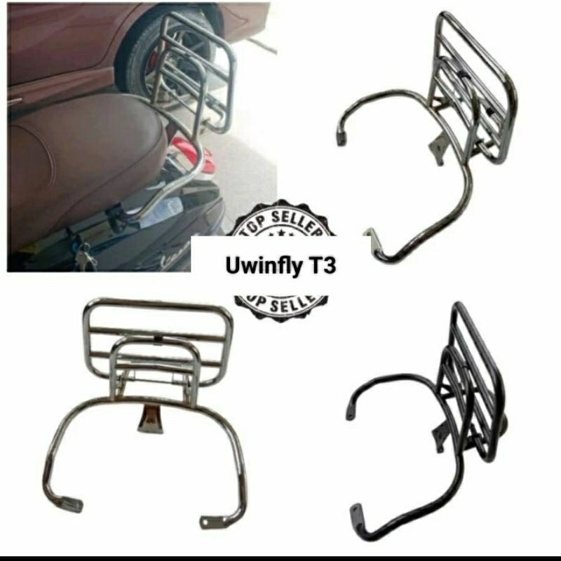 Aksesoris Sandaran belakang vespa Uwinfly T3.Backrack vespa Uwinfly T3