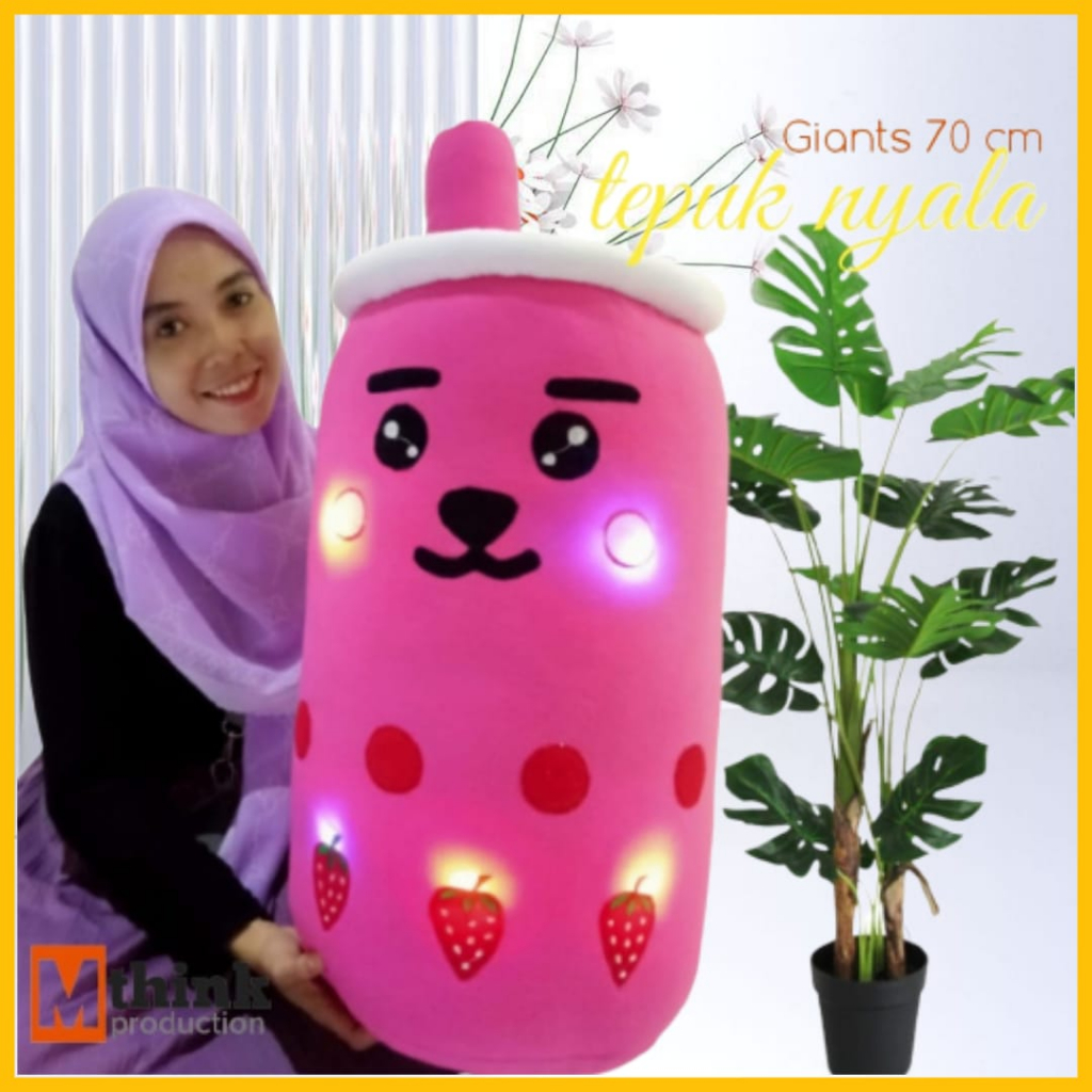 Boneka boba / bantal boba jumbo 70cm LED lampu tepuk nyala SNI ya