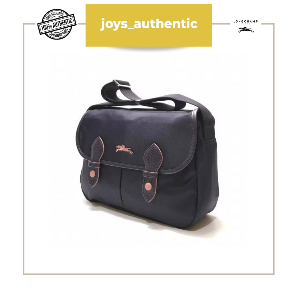 Tas wanita Longchamp le pliage club messenger hitam bilberry woman bag authentic original