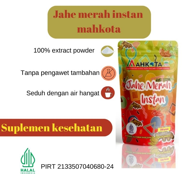 

Jahe merah Bubuk (instant) Mahkota Minuman sari jahe minuman tradisional