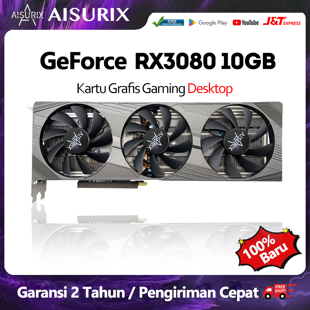 AISURIX NVIDIA RTX3080 10GB VGA Card GDDR6X 320Bit 1440-1710MHz Gaming VGA Card rtx 3080 For Desktop