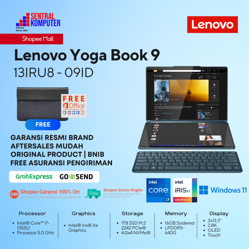 Lenovo Yoga Book 9i OLED Dual Touch i7 1355 16GB 1TBSSD 2x 13.3" 2.8K