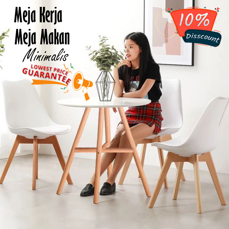 MEJA KERJA / MEJA MAKAN BULAT MINIMALIS ALA KOREA