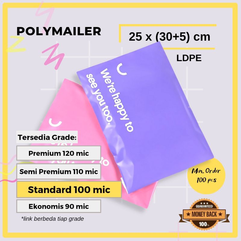 

Polymailer 25 x 30 Standard Premium Glossy 100 mic Custom Sablon