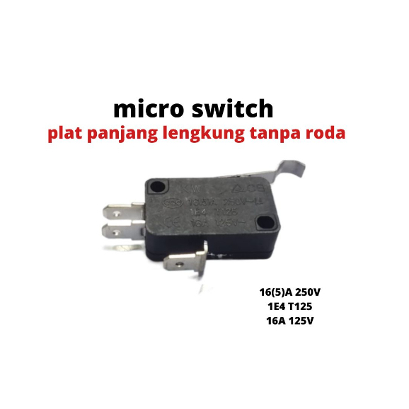 Saklar Otomatis - Micro / Limit Switch Tanpa Roda Plus Plat Panjang Lengkung