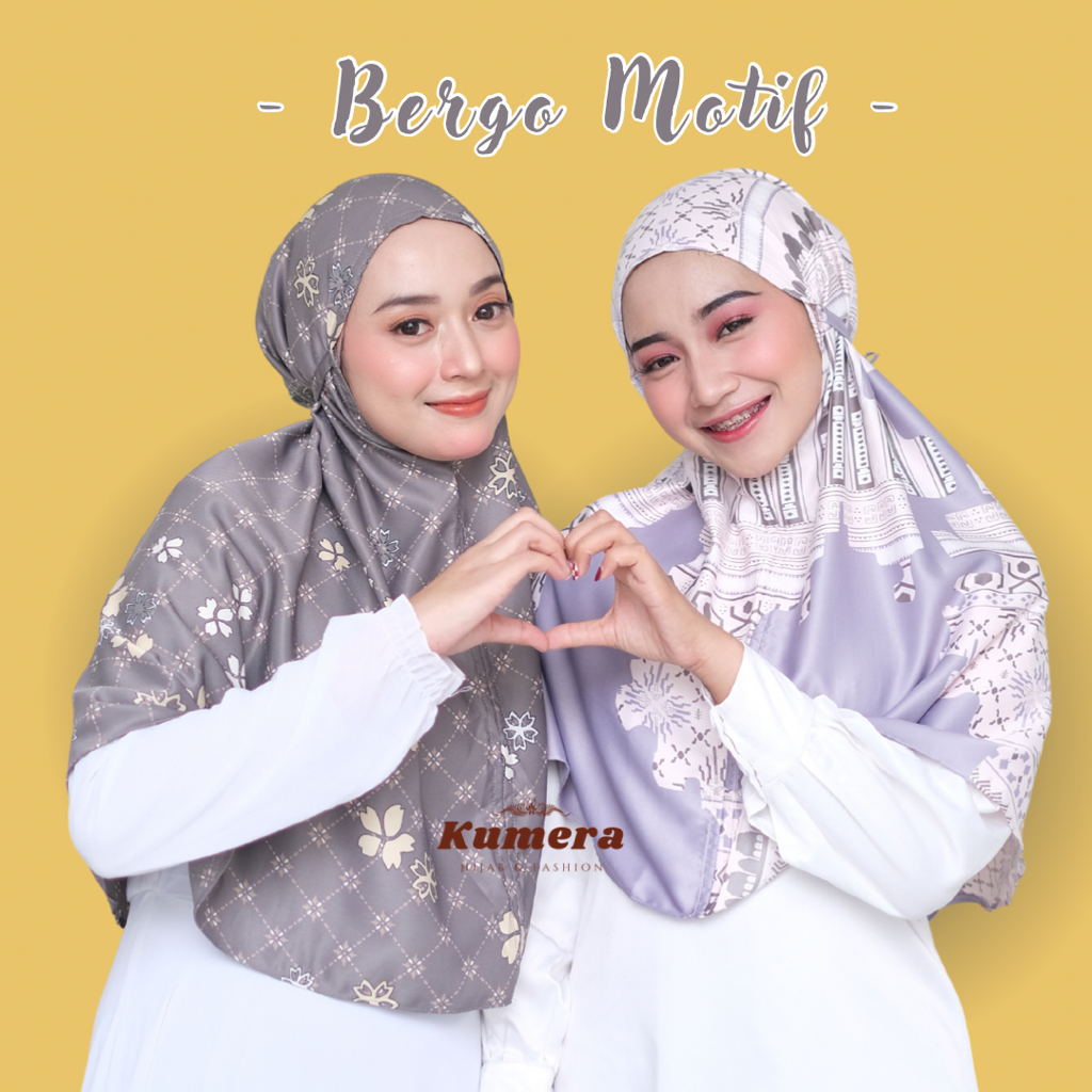 Bergo Motif Hijab Instant Premium Silk / Jilbab Bergo Tali Maryam Motif Maxmara