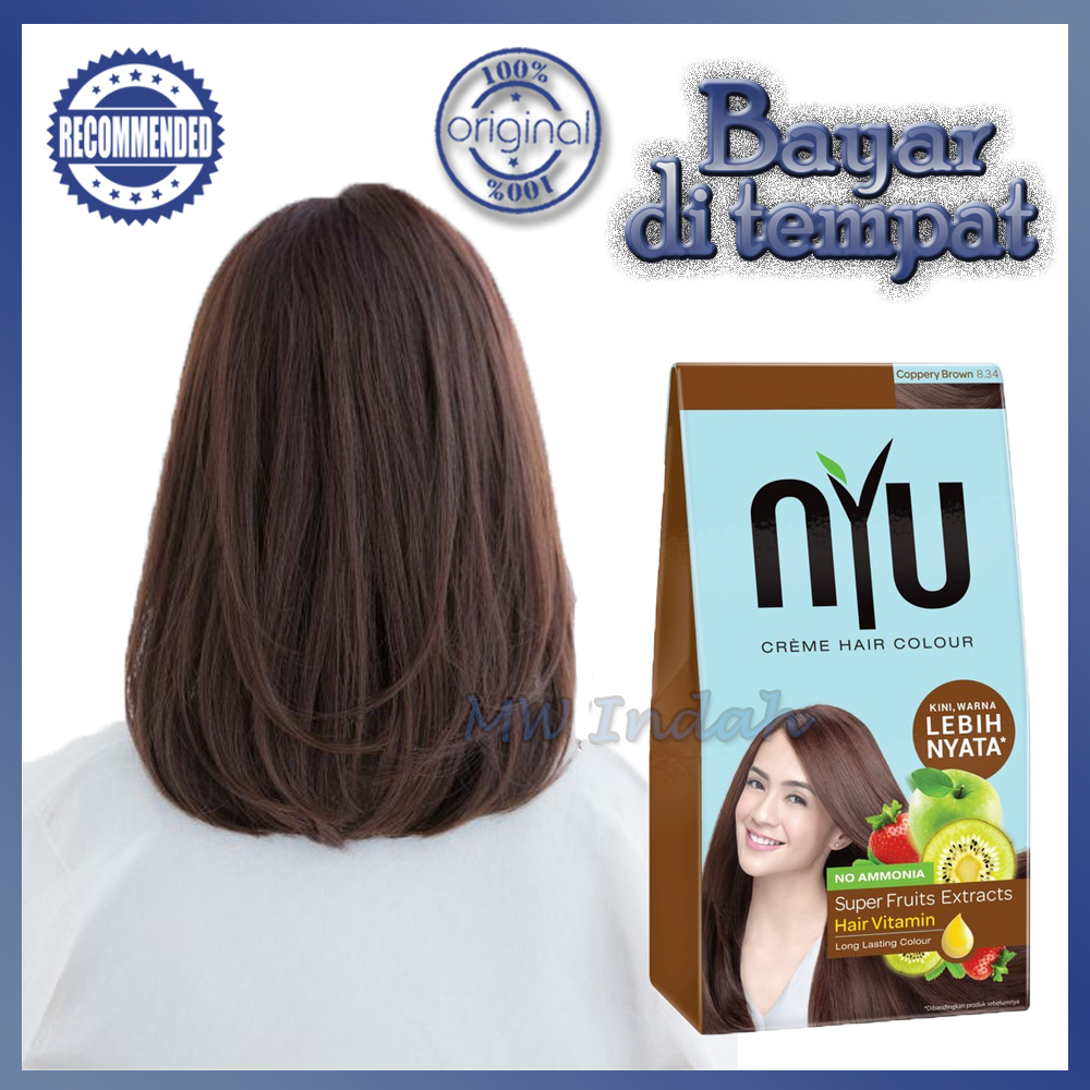 NYU Creme Hair Colour 30ml Coppery Brown Tanpa Amonia Cat Rambut Korea Tanpa Di Bleaching Pewarna Ra