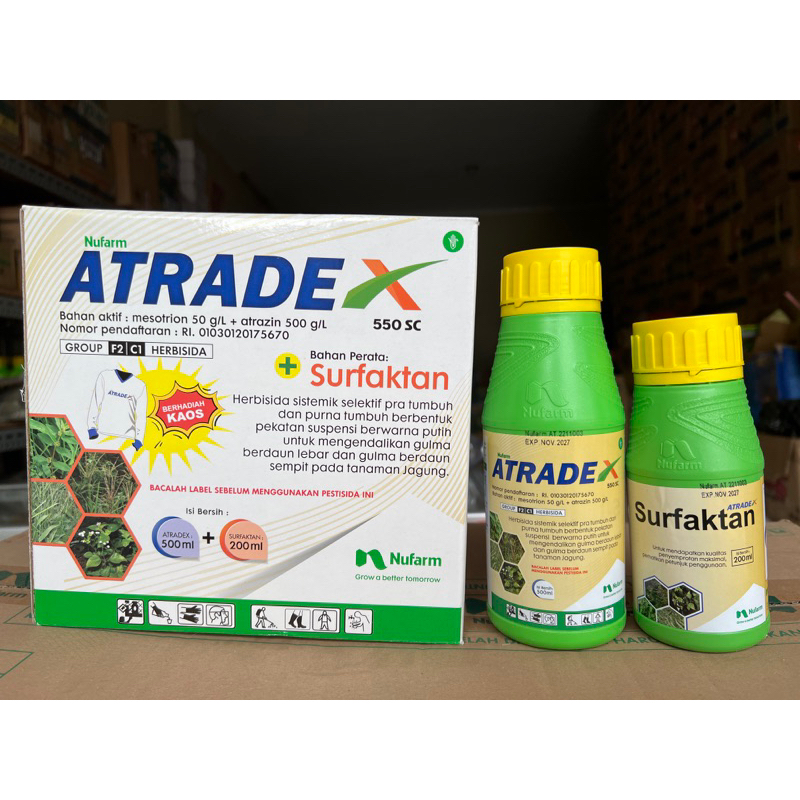 Herbisida Jagung ATRADEX 550SC 500ml + SURFAKTAN 200ml BONUS KAOS