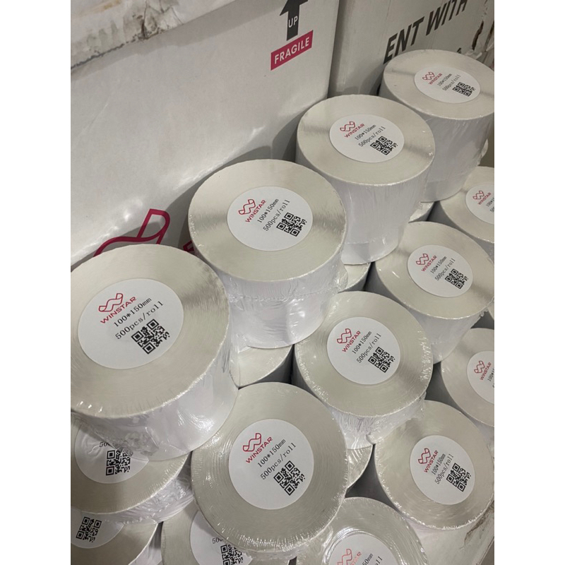 

HJK Kertas Thermal Sticker/Label Sticker Thermal 100 x 150 mm Barcode UK A6 Murah