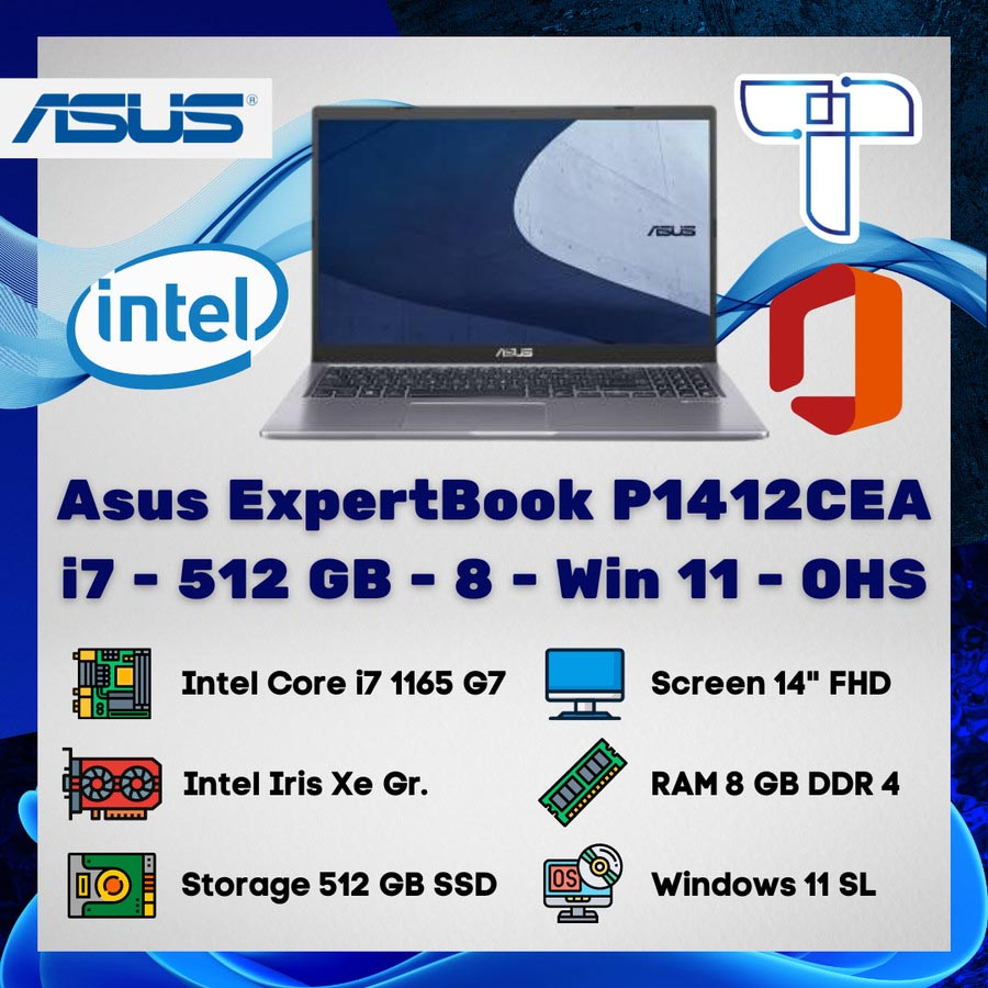 TKDN Asus P1412CEA Expertbook Laptop - i7 - 512 GB - 8 - Win 11 - OHS
