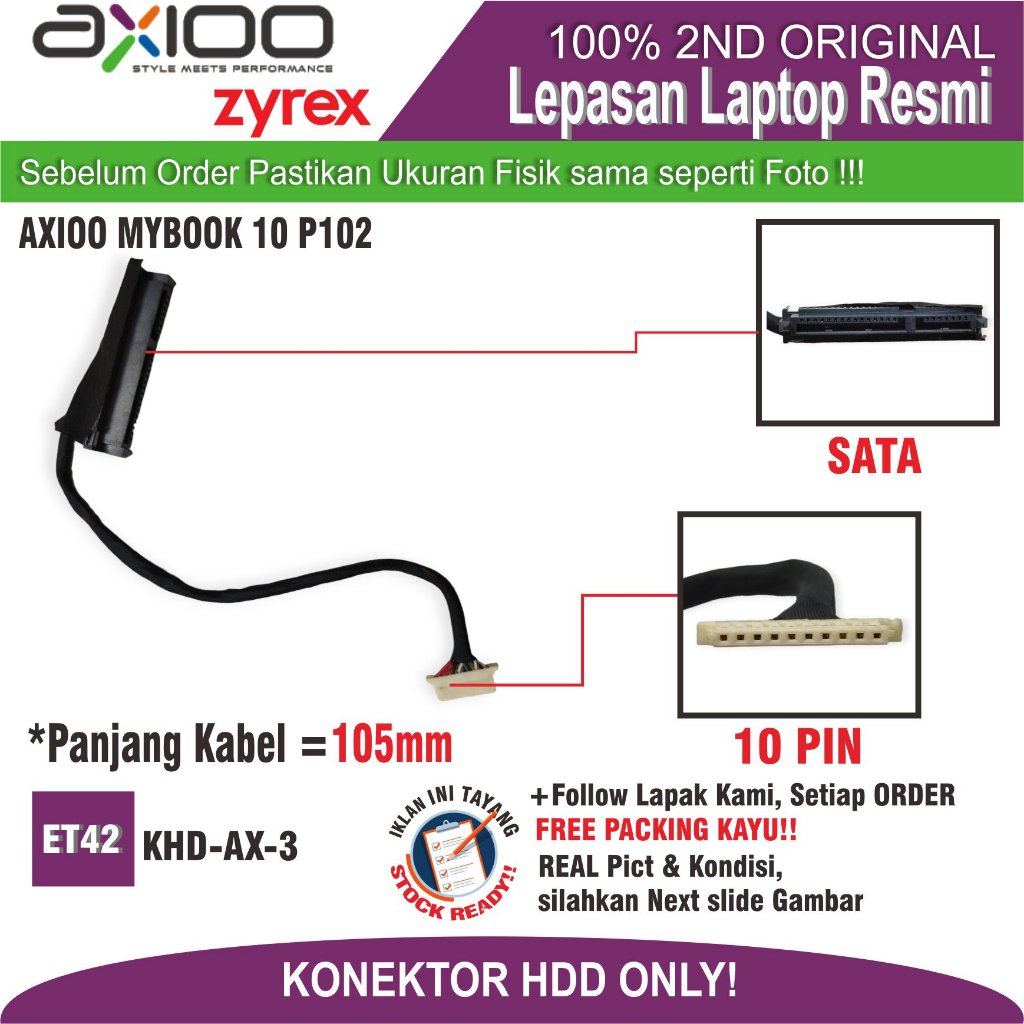 ET42 KHD-AX-3 Konektor Hardisk NOTEBOOK LAPTOP AXIOO MYBOOK 10 P102