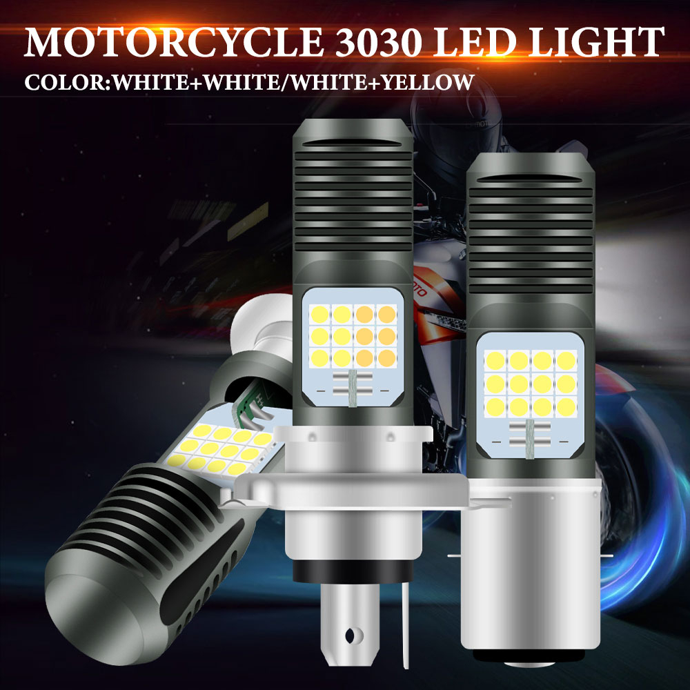 1 Buah H4 H6 BA20D Led Lampu Depan Sepeda Motor Lampu Dua Warna Hi Lo Beam Sepeda Motor Lampu Depan