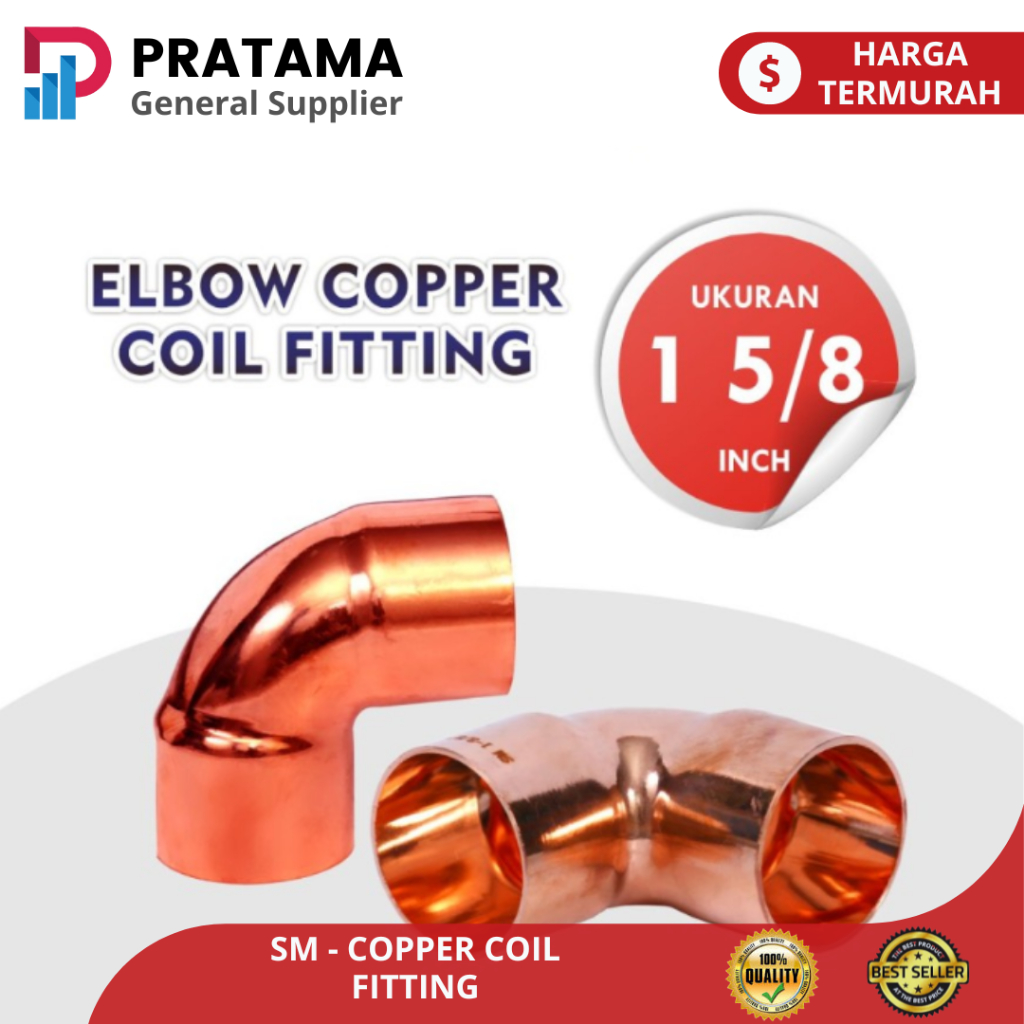 SM Elbow Pipa Tembaga 1 5/8 Inch 90 derajat untuk Fitting Pipa AC