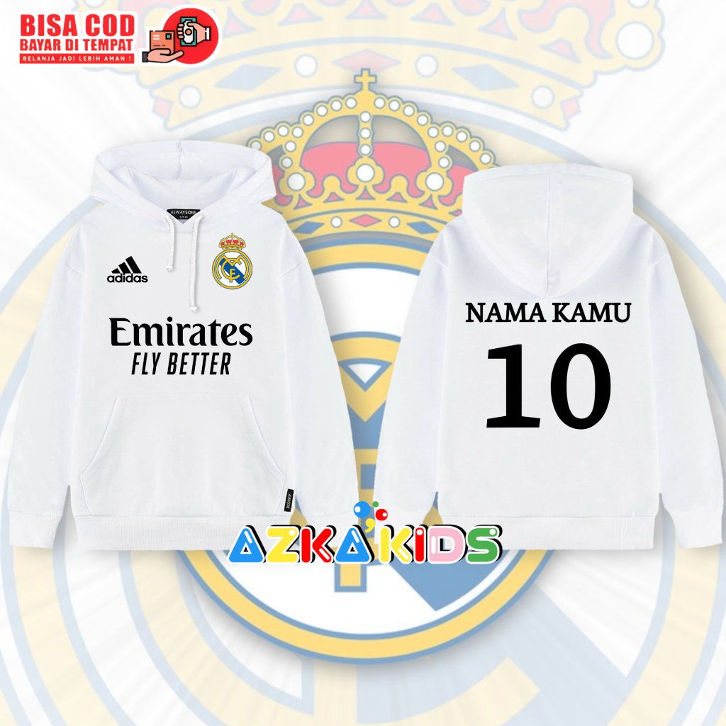 Jaket hoodie anak real madrid/jaket bola anak