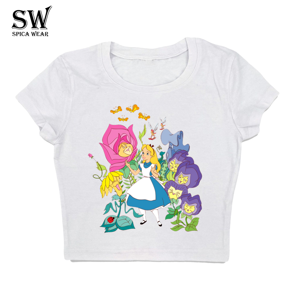 crop top/baby tee Alice's in Wonderland t-shirt