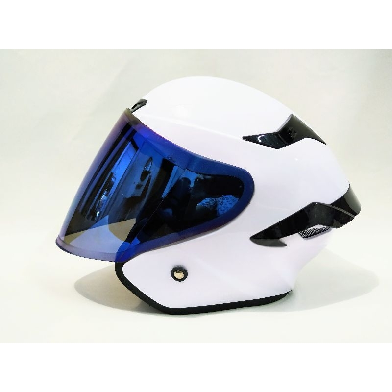 PAKET GANTENG HELM ARL TT COURSE PUTIH SINGLE VISOR SNI.