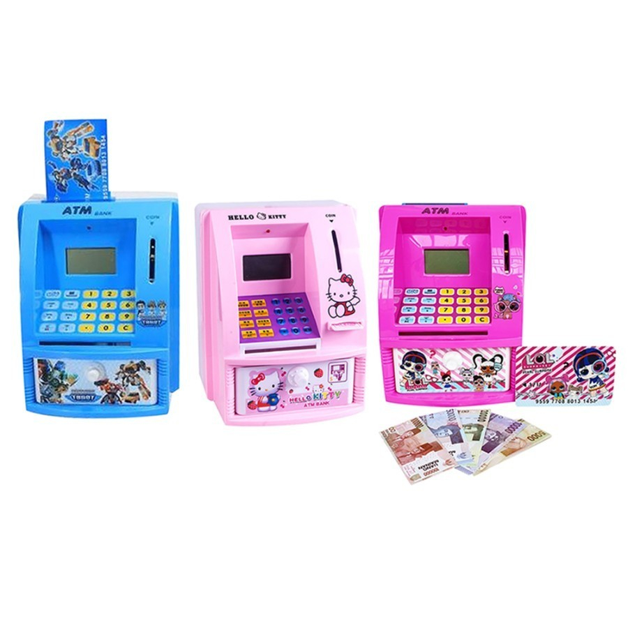 MAINAN EDUKASI CELENGAN ATM MINI MESIN HITUNG SALDO UANG KERTAS