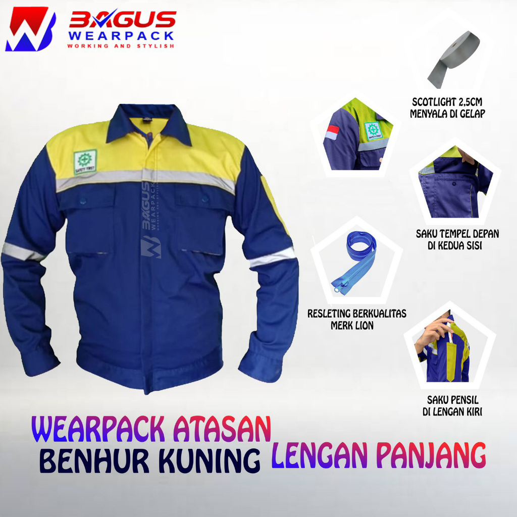 DISKON WEARPACK SAFETY / KEMEJA SAFETY / BAJU SAFETY LENGAN PANJANG / BAJU PROYEK KEREN / BAJU KERJA