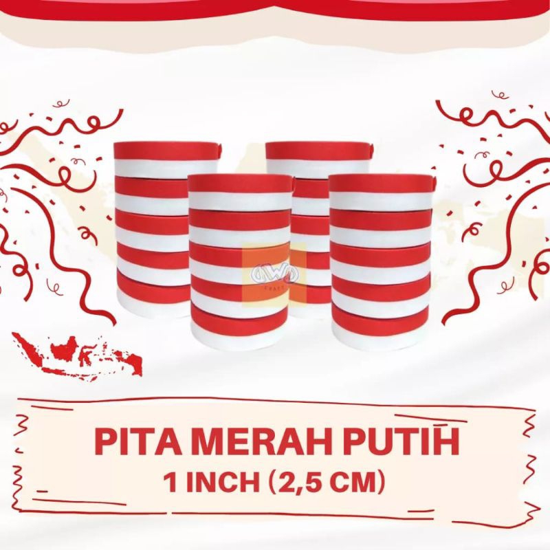 

pita merah putih bahan grosgrain 2,5 cm