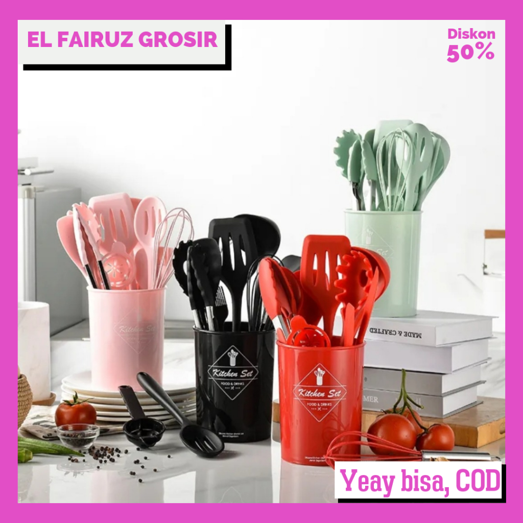 Spatula Set Silikon Tahan Panas 12 Set Spatula Silicone