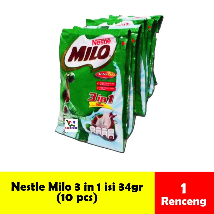 

Milo Activ-Go 3 in 1 (10 sachet) rasa cokelat