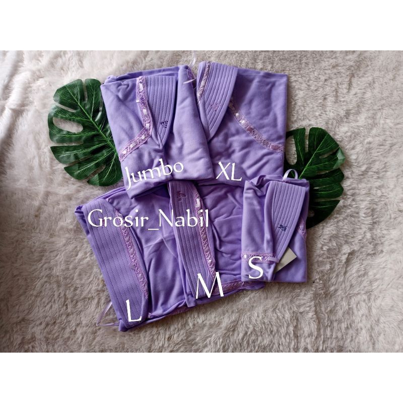 Jilbab Sekolah Anak Ungu Muda Serut Pita Paud TK SD SMP SMA