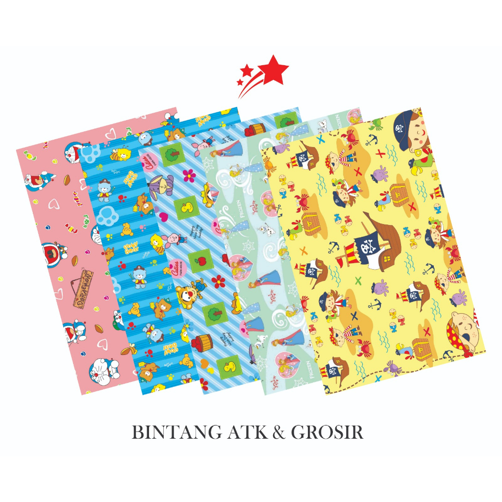 

Kertas Kado BINTANG (1Set isi 10Lmbr) / Kertas kado Motif Karakter Mix T Cowo & Cewe