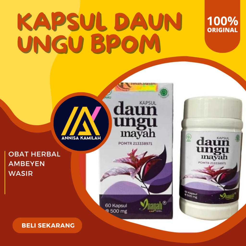 Kapsul Herbal Daun Ungu - Mengatasi Gejala Wasir / Ambeien - Kapsul Daun Ungu - Daun Ungu Obat Wasir