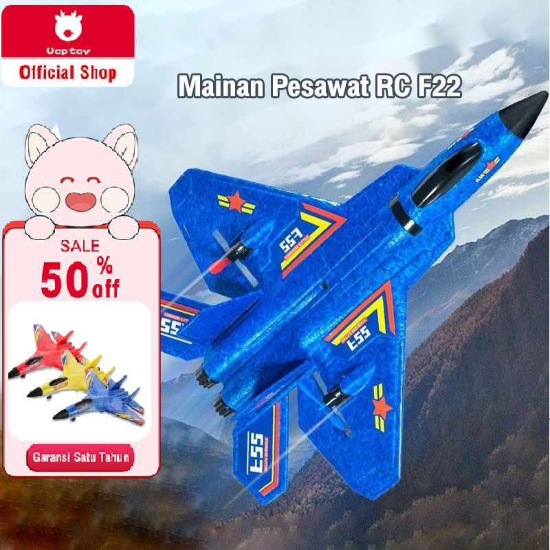 Uoptoy Pesawat Amfibi Mainan Pesawat F22 Terbang Remote Control LED Pesawat Mainan Pesawat Airplane 