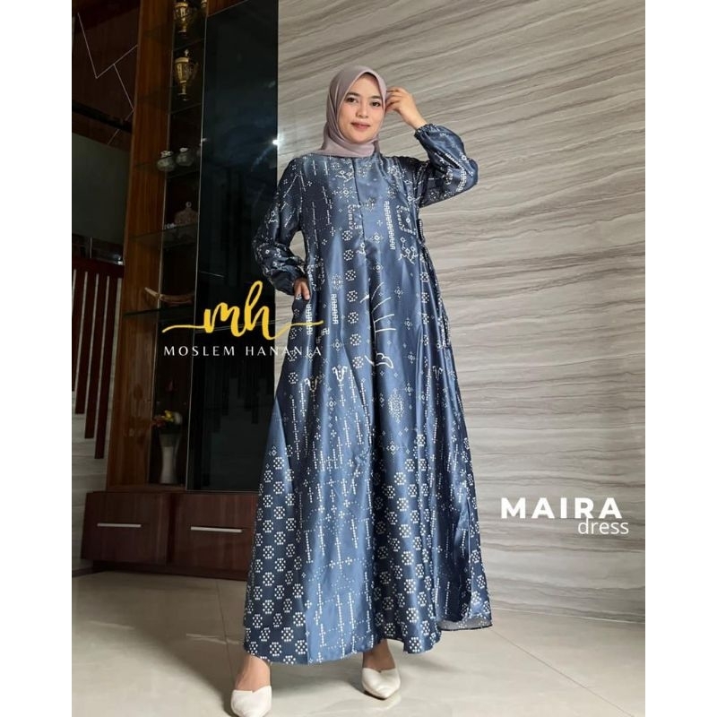 MAIRA DRESS ORIGINAL BY BRAND MH ORI GAMIS MUSLIMAH ARMANI SILK PREMIUM LEMBUT JATUH TIDAK NERAWANG 