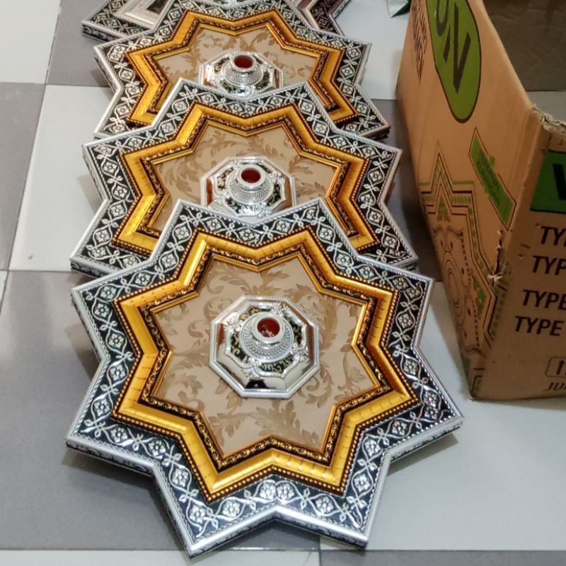 ORNAMEN PLAFON PVC STAR DOUBLE 50 X 50 CM