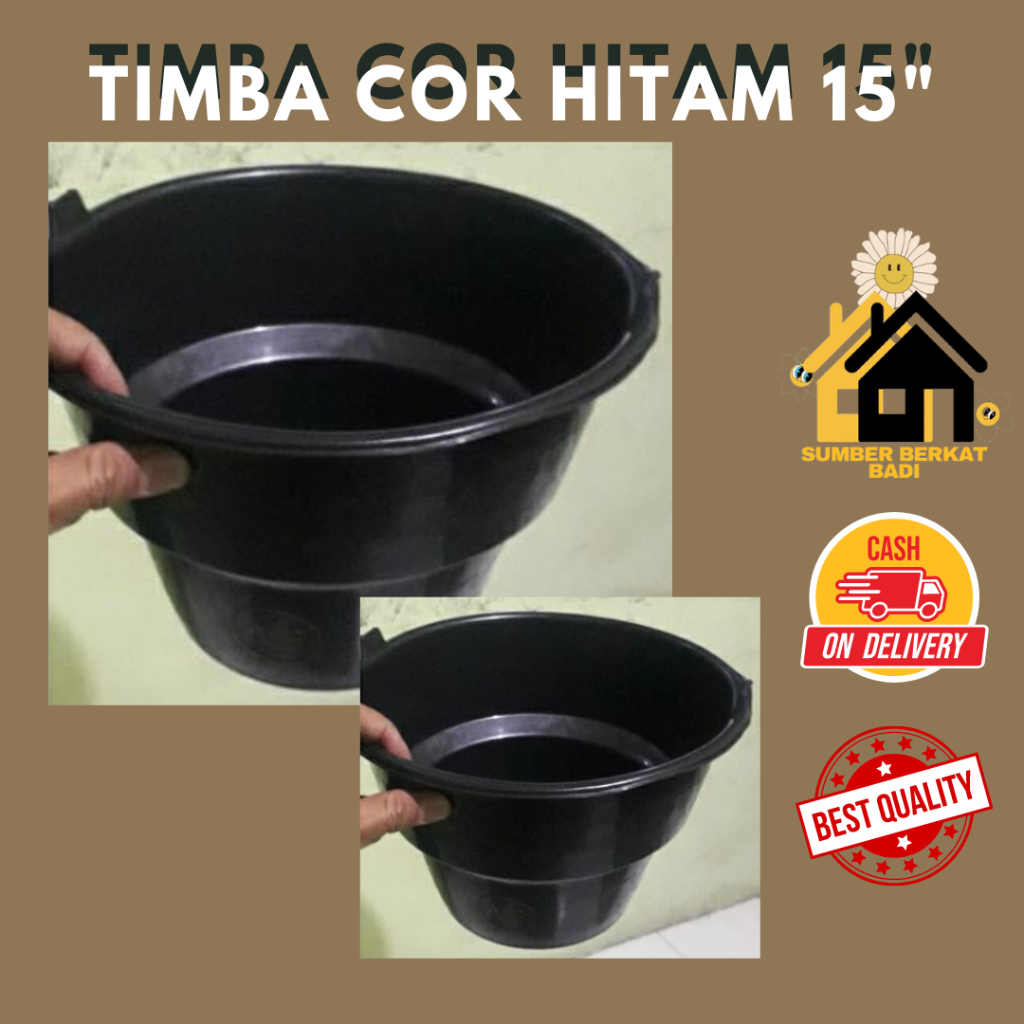Timba cor / Ember Cor (TC) Anti Pecah JUMBO warna Hitam Orange MURMER