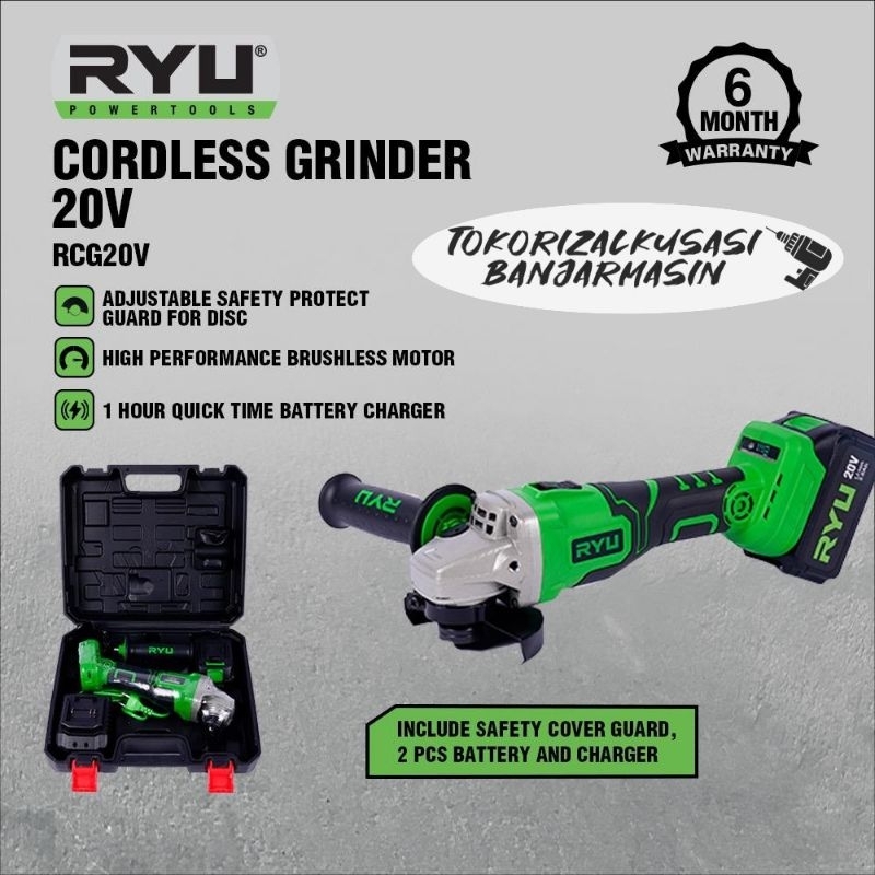 Mesin gerinda cordless RYU 20v gerinda ces RYU 20v BATERAI 1
