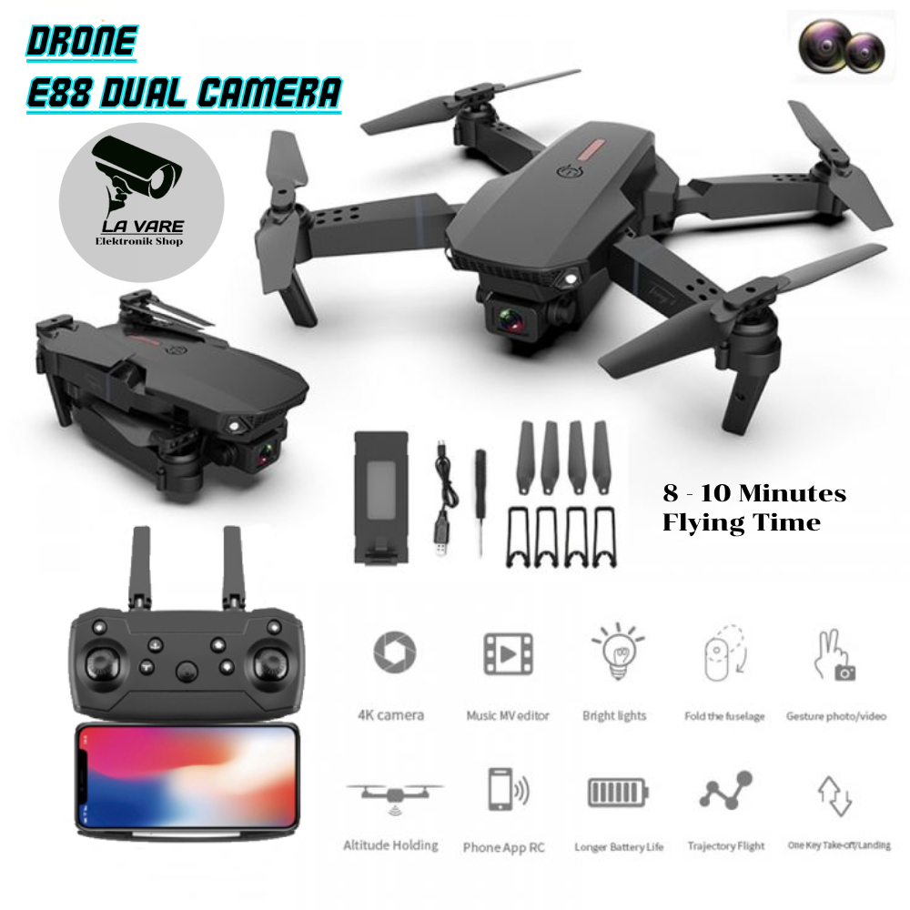 Drone E88 Kamera Drone Wifi FPV Dual Kamera Drone E88 Wireless Remote Avoid obstacles