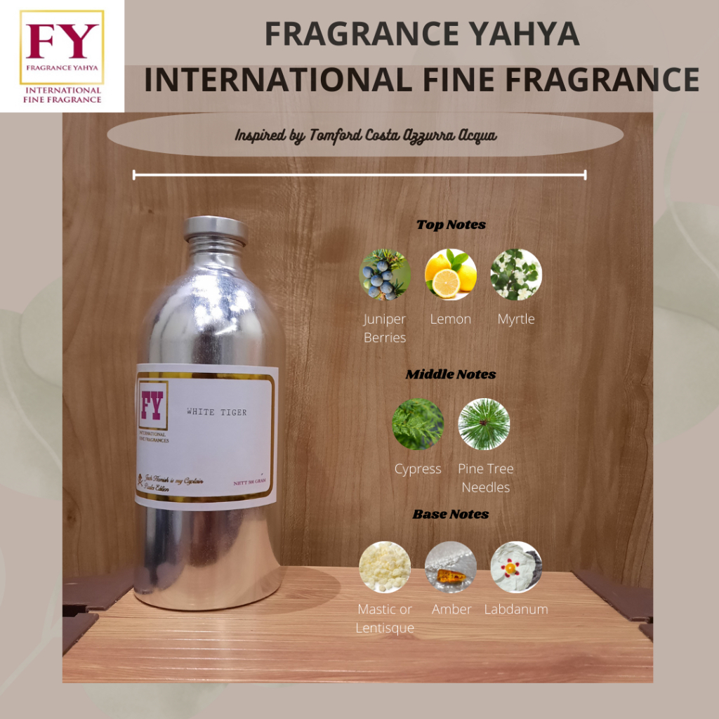 Fragrance Oil (Bibit Parfum) – White Tiger – Tomford Costa Azzura Acqua