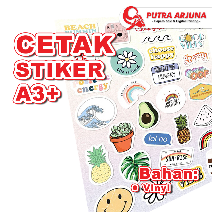 

PRINT STIKER VINYL | CETAK STICKER VINYL A3+, VINYL PUTIH, TRANSPARANT KISS CUT