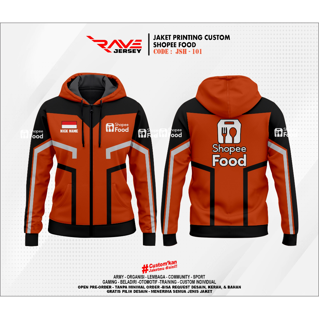 JAKET KURIR SIOREN FOOD FULL PRINTING SUBLIM CUSTOM (DESAIN SUKA SUKA)