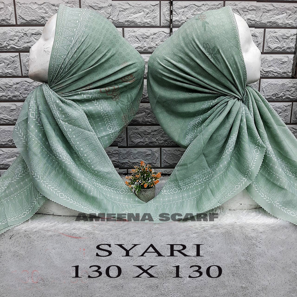 HIJAB SEGI EMPAT JUMBO 130X130 VOAL MOTIF SYARI