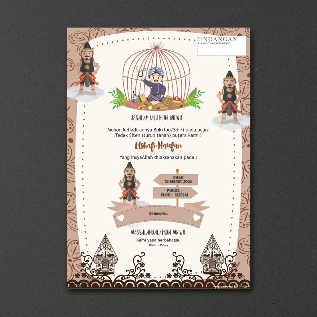 Undangan Tedak Siten / Undangan turun tanah balita / cetak undangan tedak siten / undangan syukuran 