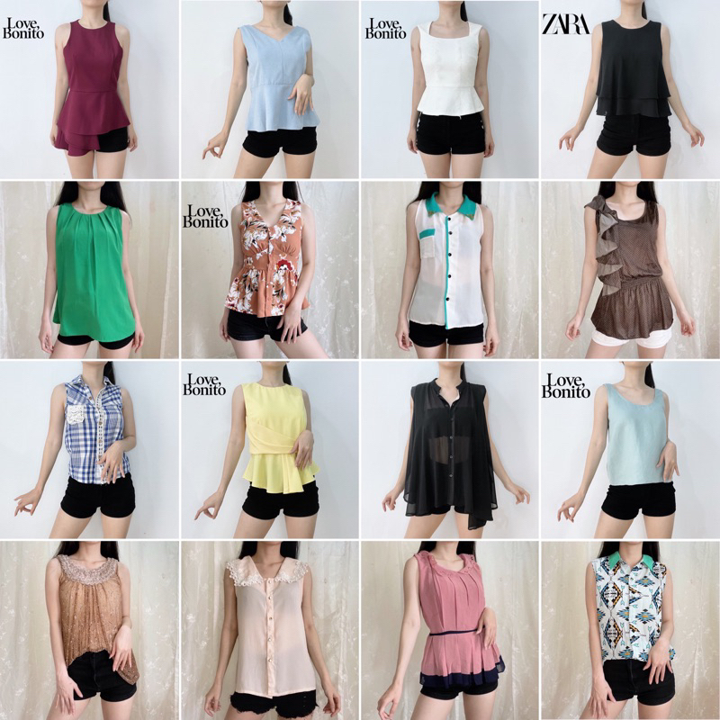 Sleeveless Top Collection - Love Bonito Top Blouse Atasan Lengan Buntung Brokat Lace Pearl Vintage P