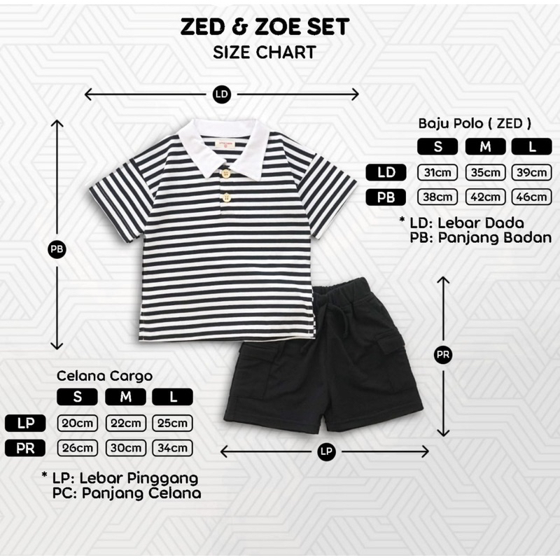 ZED &amp; ZOE SET ANAK 1-5 TAHUN | Setelan polo anak Oneset couple anak Setelan kaos anak perempuan Setelan anak cowok cotton combed set stripe set anak littlecarra little carra