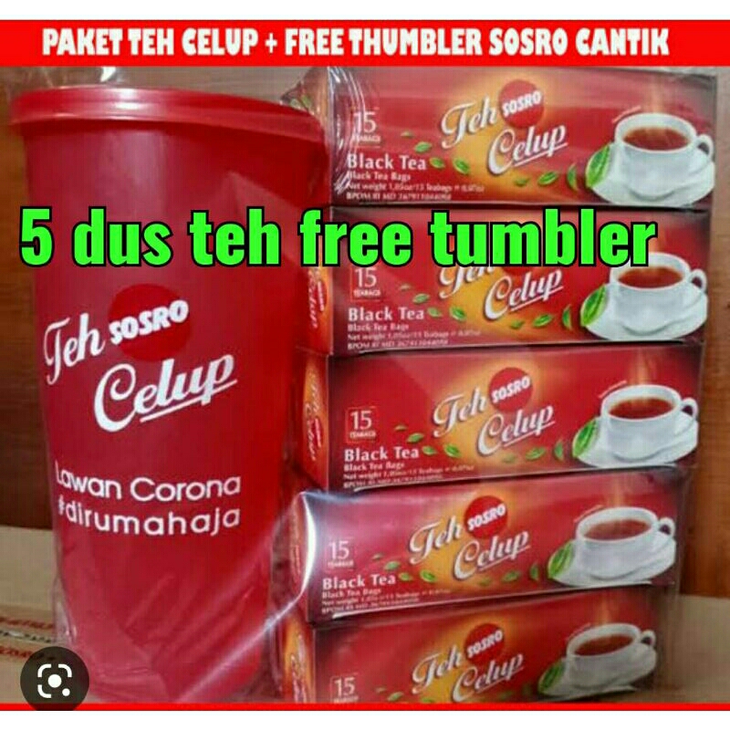 

PAKET TEH CELUP SOSRO ISI 5 DUS FREE TUMBLER