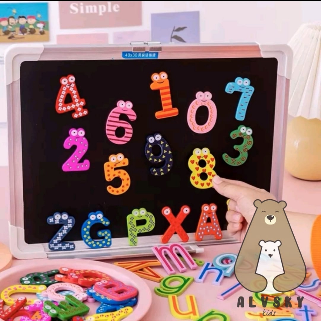 MAINAN ANAK BENTUK HURUF ABC ALPHABET / ANGKA MAGNET UNTUK KULKAS