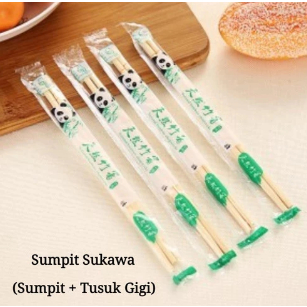 Sumpit Bambu + Tusuk Gigi SATUAN / Sumpit Sukawa / Sumpit Panda
