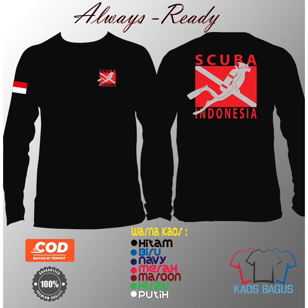 Kaos Lengan Panjang Scuba Diving Indonesia Baju Kaos Pria Wanita Terlaris
